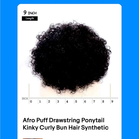 Afro Puff Drawstring Ponytail Kinky Curly Bun Hair Synthetic - Picture 1 of 3